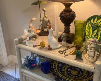 MCM Rattan Cart/shelf on wheels 