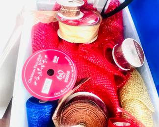 LOTS of ribbon for crafting, bows and wreaths. Perfect for holiday decorating! 🎀🎅🏻🌲🎀