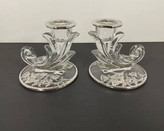 Fostoria Baroque / Silver candle Holders