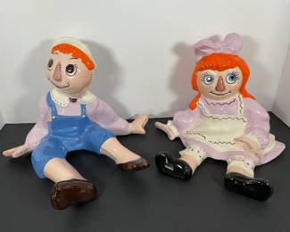 Ceramic Raggedy Ann & Andy
