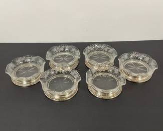 Cambridge Glass/Sterling Coasters