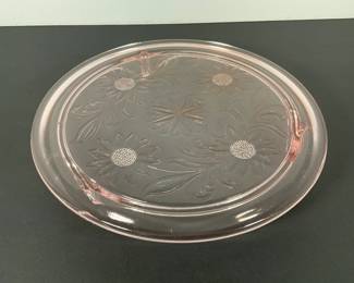Jeanette Glass Co / Pink cake plate