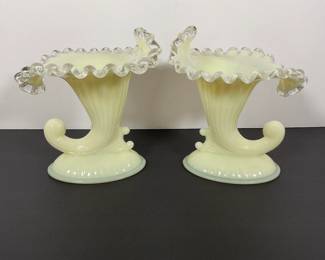 Fenton Cornacopia Glass candle Holders