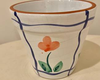 $10 - Floral planter - 4.5" H, 5" diam