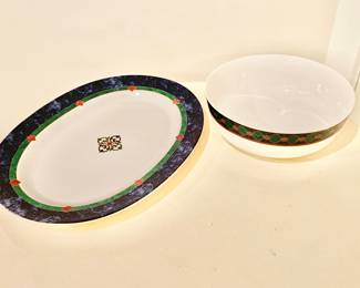 Pfaltzgraff "Amalfi Classic" - $20 - serving platter: 14.75" L, 11" W; $16 - serving bowl: 3.25" H, 9" diam