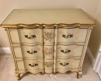 $325 - Vintage French Provincial, Painted Shabby Chic 3 Drawer Dresser - 32" H, 35" W, 19" D