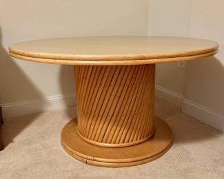 $450 - Mid-Century Circular Bamboo Dining Table - 26" H, 48" diam