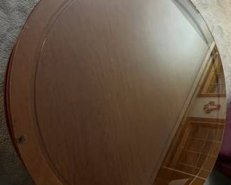 Rosewood 48" round table with glass topper