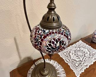 Handmade Swan Neck Turkish Moroccan Stained Glass Mosaic Projection Lamp