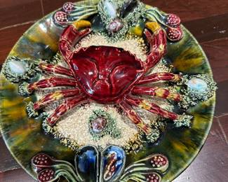 Mojolica Palissy ware crab plate