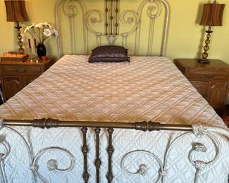 Full size metal scrolled bed with mattress and box spring