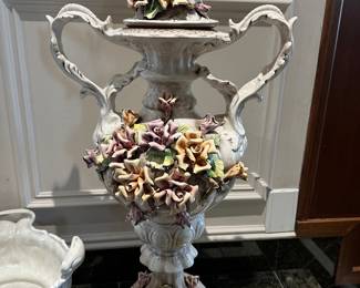 
Capodimonte tall vase with handles