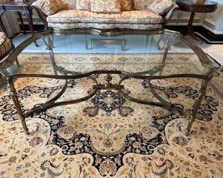 Large Regency Style Burnished Brass Scalloped Edge Tray Top Table 