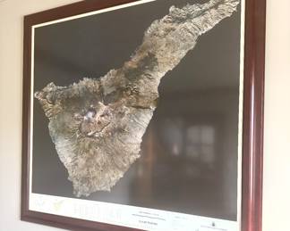 Large Grafcan map of The Canary Islands. Framed. 
