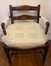 Vintage French Provincial Or English Country Style Arm Chair With Rush Seat And Cushion
