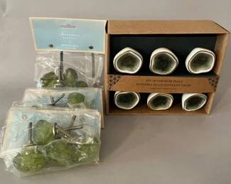 Green Glass And Asymmetric Form Crackle Glazed Ceramic Drawer Pulls
