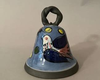 Hand Painted Ceramic Bell With Bird Decoration
