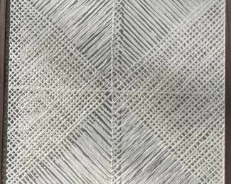 White Monochrome Abstract Wall Art: Woven Paper With Linen Background
