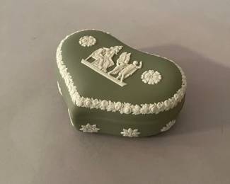Wedgwood Green Jasperware Heart-Shaped Covered Box
