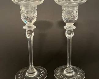 Pair Of Pressed Glass Tall Candlesticks

