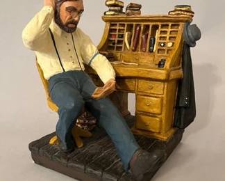 David Kaplan Chalkware Statue Of Bookkeeper, 1976
