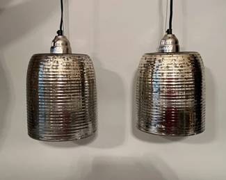 Pair Of Mercury Glass Dome Pendants
