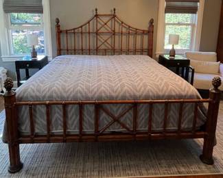 British Colonial Style Faux Bamboo King Size Bedframe, Modern
