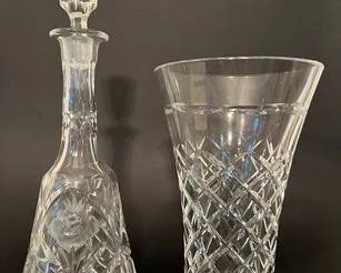 Crystal Vase And Glass Decanter
