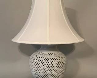 Reticulated White Ceramic Table Lamp
