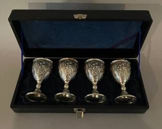 Set Of 4 Silver Plated Kiddush Cups
