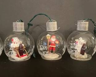 5 Illuminated Christmas Coca Cola Ornaments
