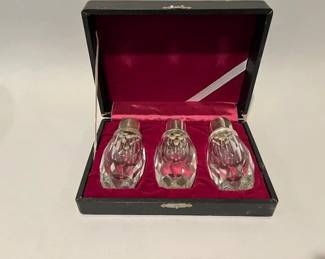 Three Crystal Salt Shakers
