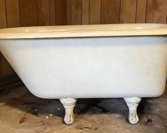 White Painted Iron Claw Foot Bath Tub C. 1930
