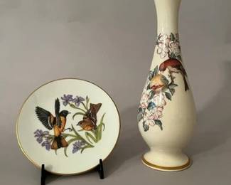 Lenox Bud Vase In Serenade And Member's Collection Trinket Dish In Song Of Orioles
