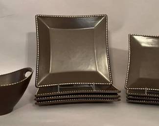 Mario Batali Stoneware Italian Stitch 9 Piece Partial Dinner Service
