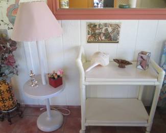 Rolling Serving Cart, PVC-Style.                                                          Floor Table/Lamp