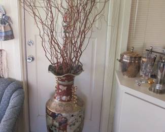 Asian-Style Floor Vase with Bare Branches  