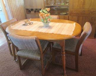 Dining Room Table, 4-Chairs + 1-12" Leaf, 58" X 38"