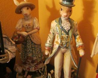 "Dapper Rabbits" Fitz and Floyd Easter Bunnies, Sold as a Pair!