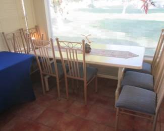 Table, 72" X 36", PVC-Style Framework.                                               8 Side Chairs, Upholstered Seats & Metal Frames