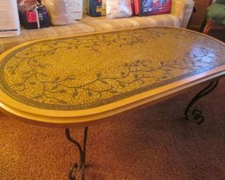 Patterned Cocktail Table, Metal Frame, 48" X 24"