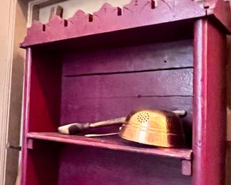 Red painted 19th Century Shelf