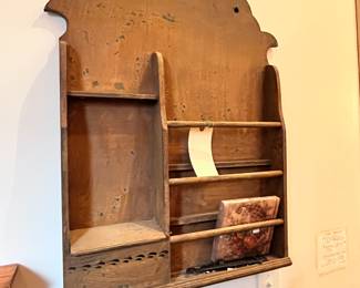 Great painted cutlery/ kitchen shelf 19th Century