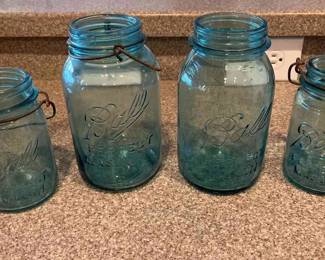 Four Blue Ball Jars