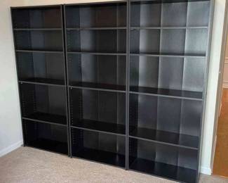 3 Matching Black Bookcases