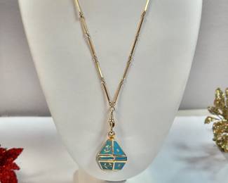 Bucherer Enameled watch necklace-works