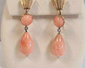 Coral drops attaching to 14k yellow gold clip earrings 