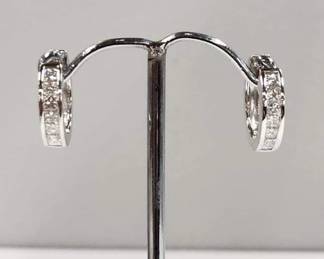 1ct. tw.Princess cut Diamond huggies in 14k white gold