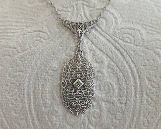 Edwardian sterling filigree necklace