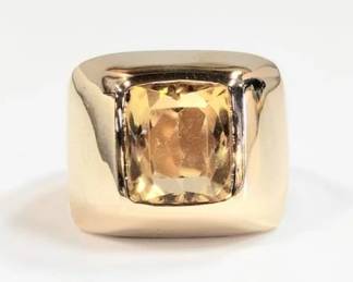 Cushion Citrine Ring Sz 6.5